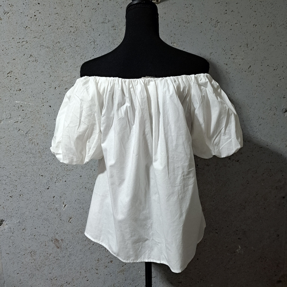 #005.B Sz 6 Primark White Bishop Sleeve Ruffled Blouse - Picture 7 of 8